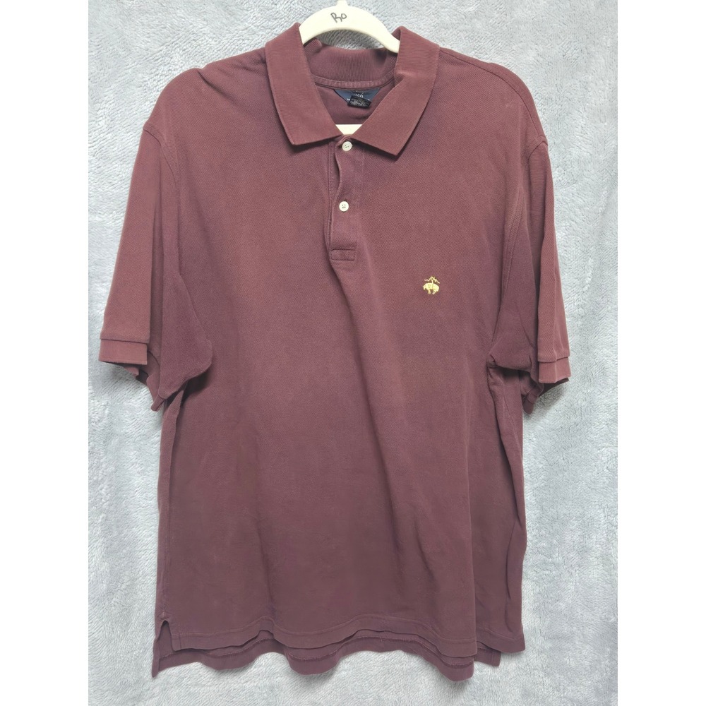 Brooks Brothers 346 Mens Large Burgundy Maroon Cotton Pique Short Sleeve Polo